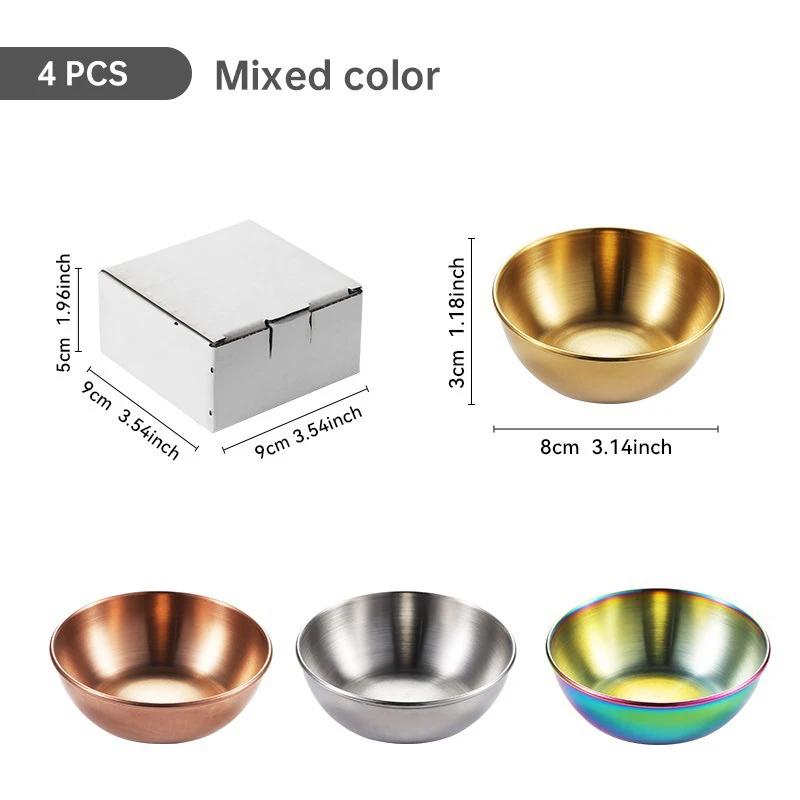 

4 шт. Круглые салатницы из нержавеющей стали для фруктов, подносы для сервировки приправ, кухонные столовые приборы, контейнеры для еды, миски для смешивания 12 inches