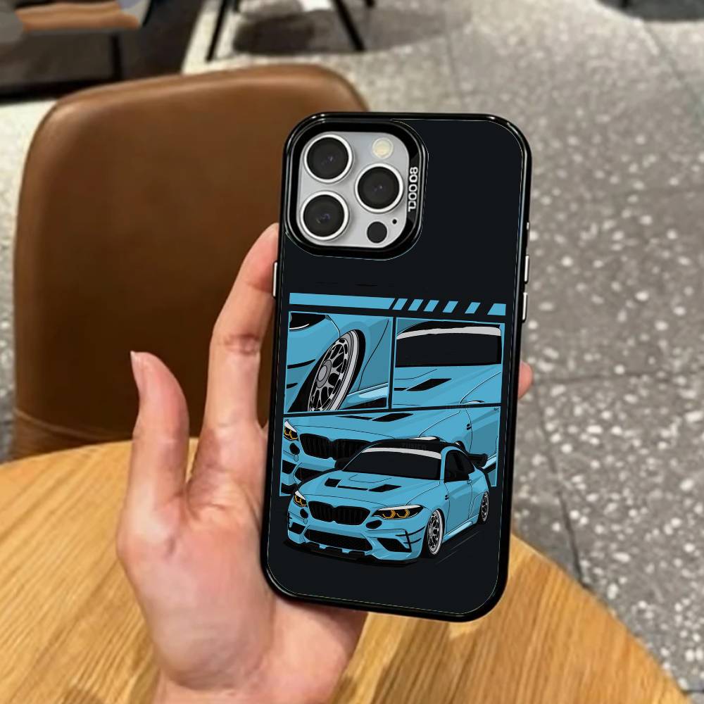 High-Performance Sports Car M2   Phone Case For iPhone17,16,15,14,13,12,11 Plus,Pro Max Colored Silver Plated Inside Cover
