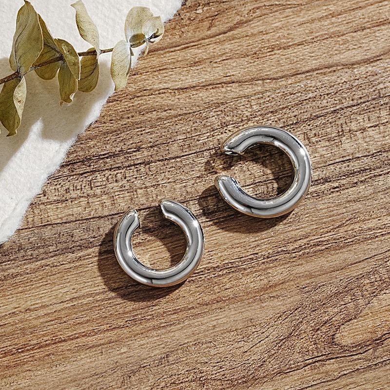 Minimalist Metal Simple C Shape Clip On Earrings for Women Men Without Piercing Geometric Ear Cuff Earclips Jewelry Gifts