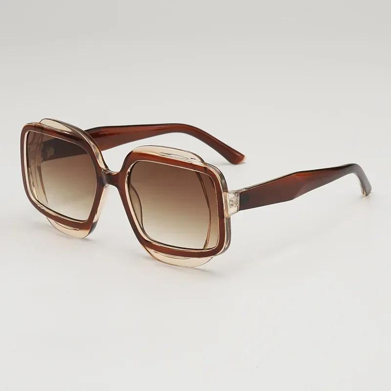 New Trendy Polygonal Color Blocked Fashionable Sunglasses Retro Versatile Uv Resistant Outdoor Street Photography Glasses