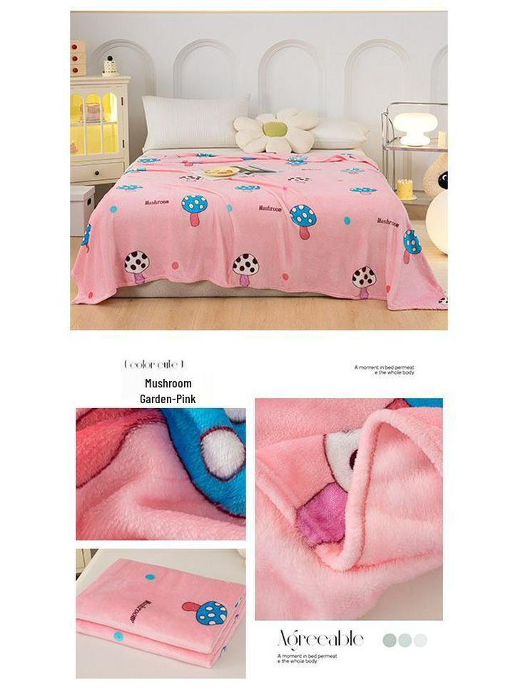 Flannel Insulated Air Conditioning Blanket for Dormitory, Single, and Double Beds