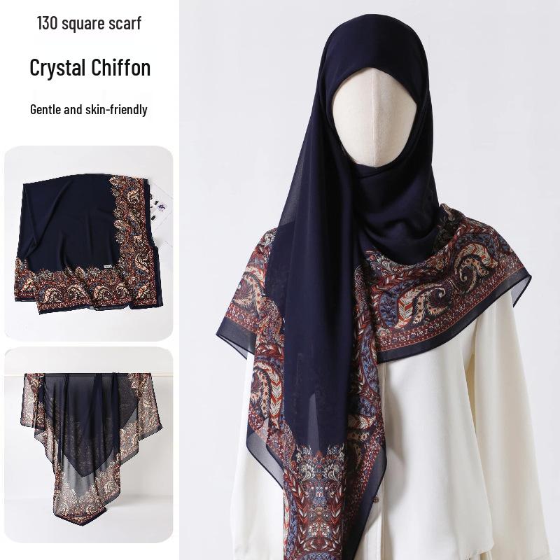 Damenmode 130x130 Seidenähnlicher Gaze Quadratischer Schal Stola - High-End, Leichtgewicht, Langer Schal