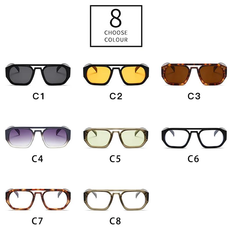 Retro Double Bridges Polygon Square Women Sunglasses Fashion Green Shades UV400 Men Clear Gradient Sun Glasses