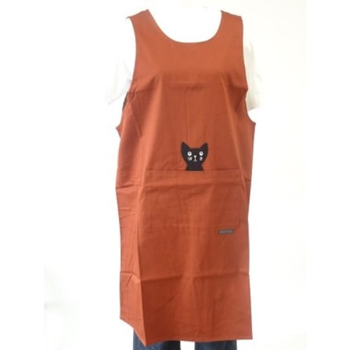 

Popular Atsuko Matano Apron (Matano Atsuko) with a cute black cat on the pocket (Housewear 28301 (Brown)