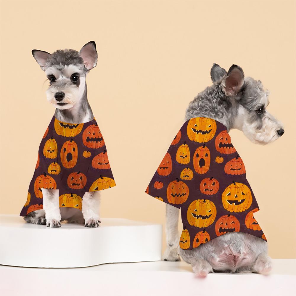 Cross-border Halloween Print Pet T-shirt for Small/Medium Dogs & Cats - Spring/Autumn Two-legged Casual Wear