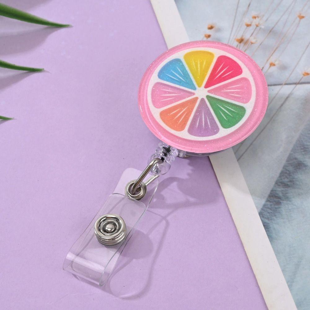 Avocado ID Card Holder Telescopic Retractable Badge Clips Fruit Badge Reel Work Permit