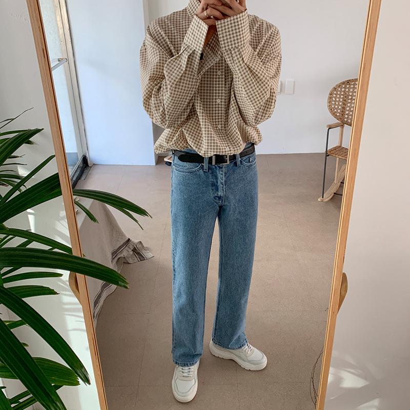 Autumn new loose jeans men's trend versatile casual straight Hong Kong style tube pants wide-leg pants men