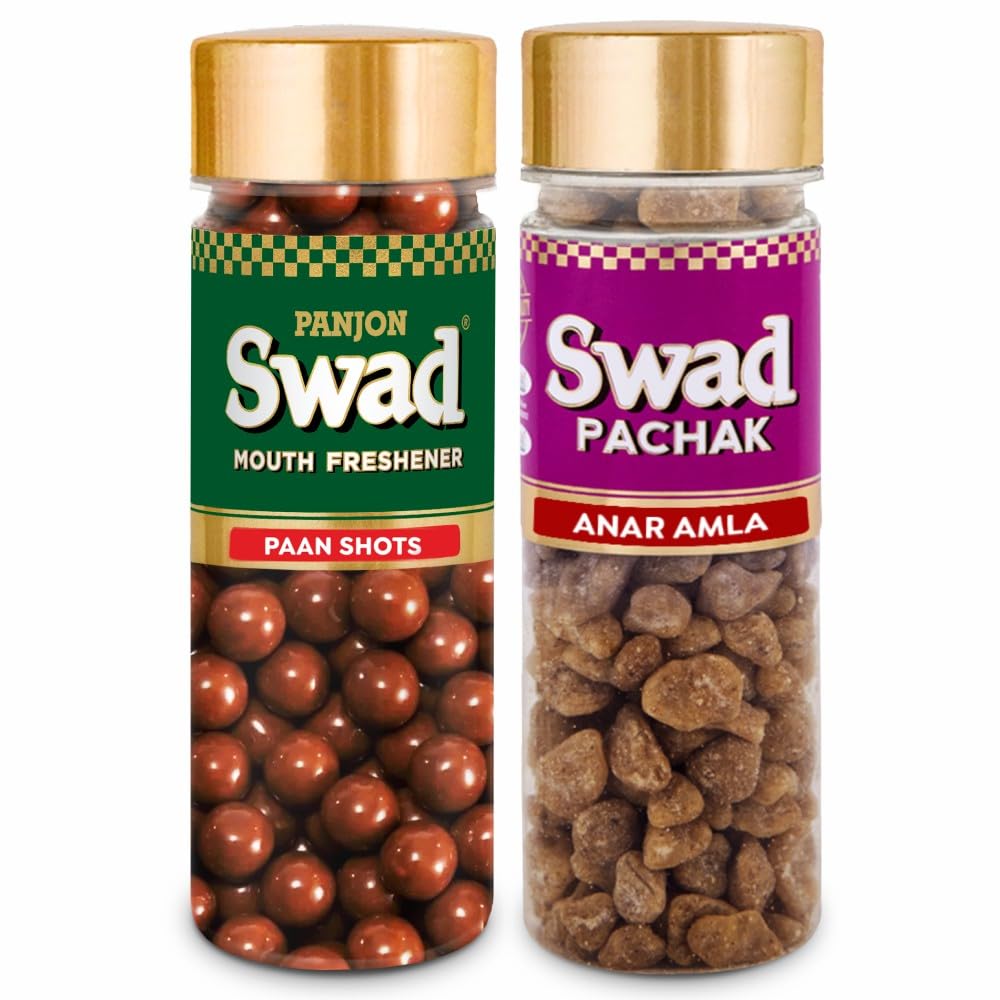 

Panjon Swad Paan Shots & Anar Amla Tasty Mouthfresheners | After-Meal Mukhwas, 2 Bottles
