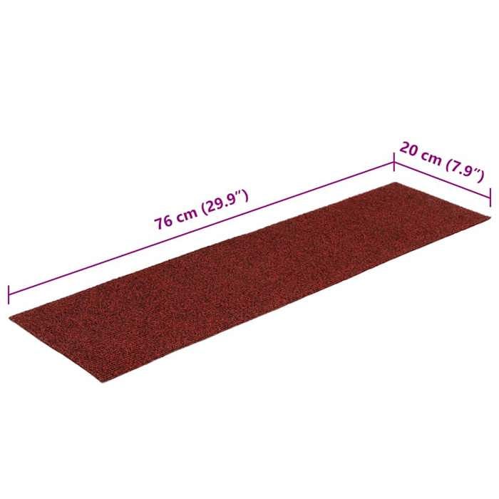 VidaXL Tapis d'escalier autocollants 15 pièces 76 x 20 cm Rouge bordeaux Rectangulaire 326928