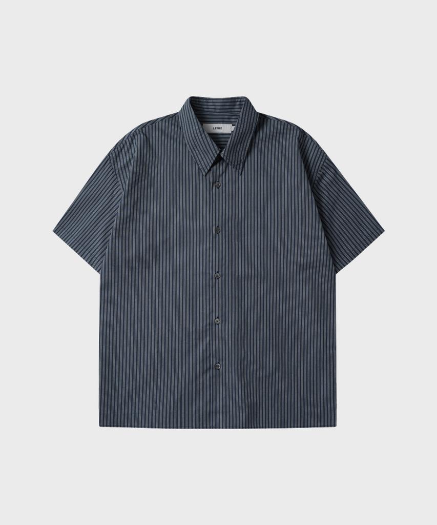 LEIRE Essential Striped Short Sleeve Shirt [Navy]