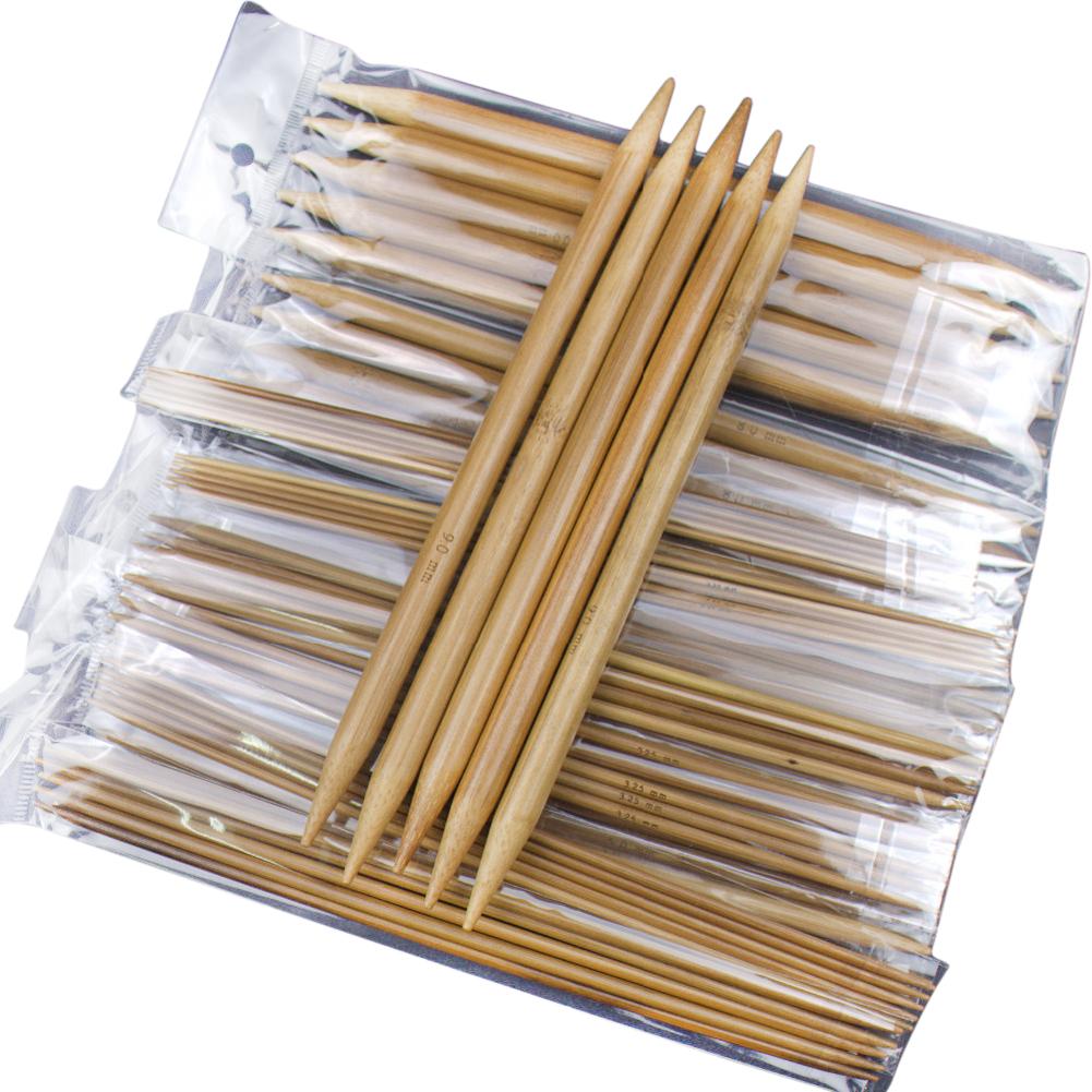 Bamboo Knitting Needles Set Double/single Pointed Circular Knitting Rod Set 36/55/75 Pcs,14/20/25cm Weaving Needles Tools Kits
