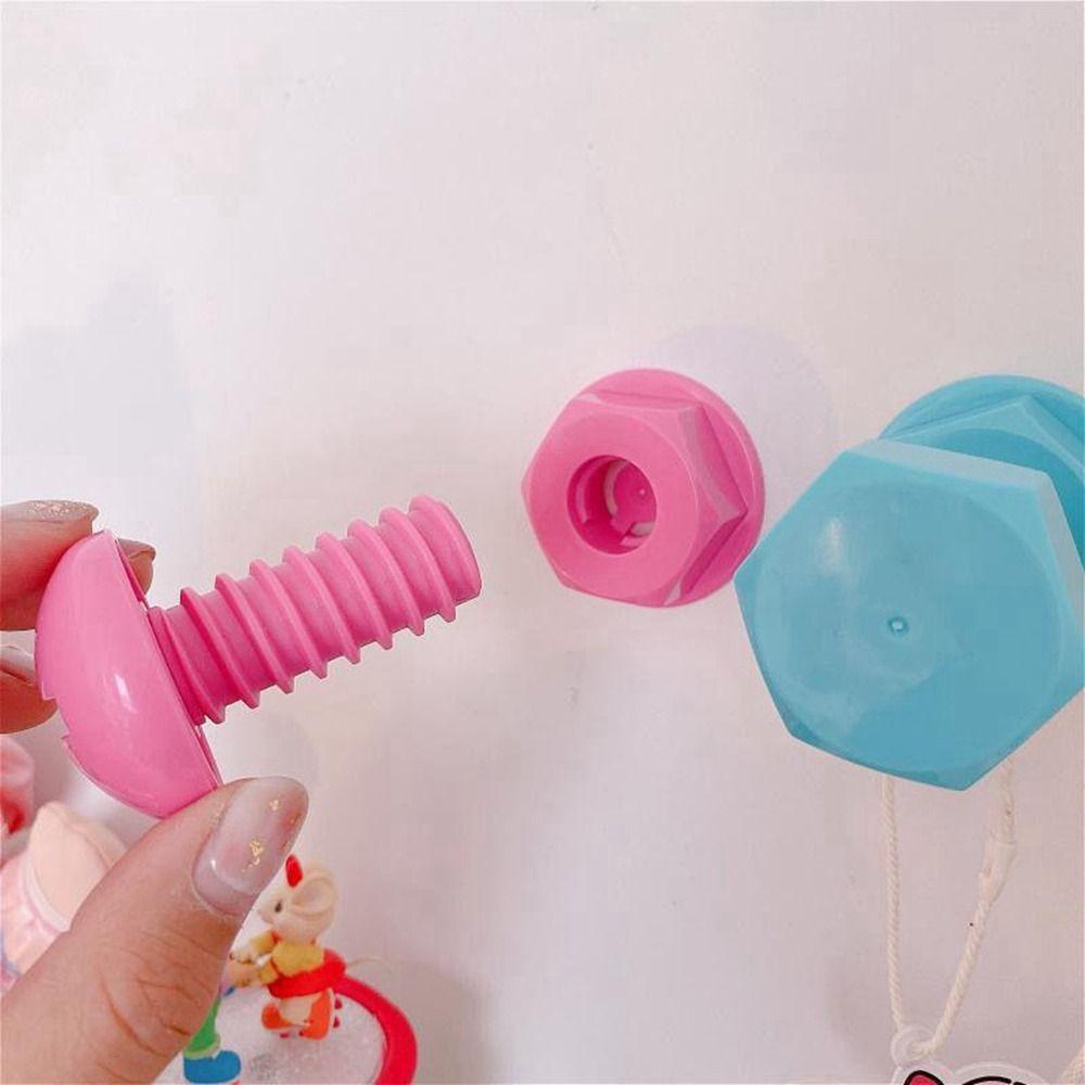 3Pcs Screw Nail Shaped Screw Shaped Hook Plastic Storage Hanger Creative Sticky Hook  Clothes