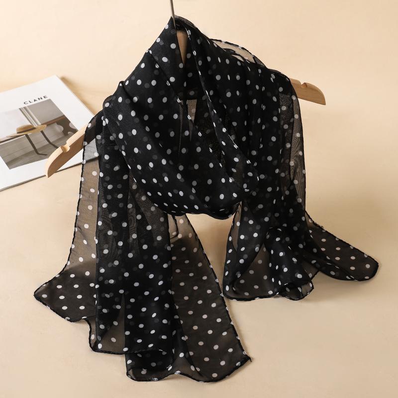 Women's Chiffon Dot Scarf Shawl Versatile Sun Protection Decorative Scarves Luxury Elegant Lady