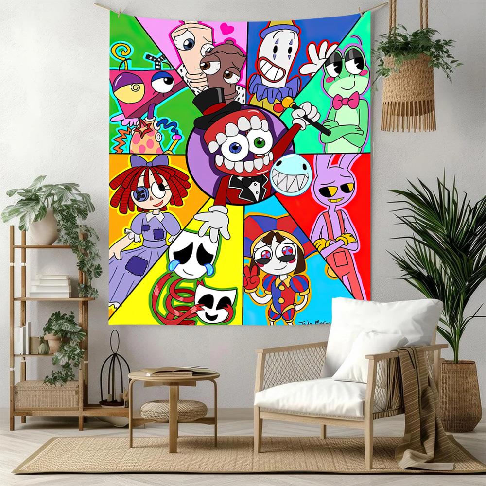 Digital Circus Wall Decor Tapestry Art For Pet Memorial Birthdaywedding Party Backdrop Family Gift