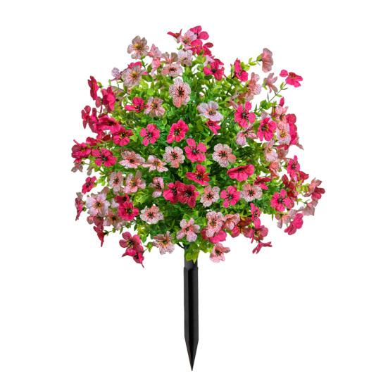 Artificial Topiary Ball Tree with Violet Flowers Outdoor Faux Shrubs with Ground Spike UV Resistant Fake Bushes for Front Porch Garden Planter Decor