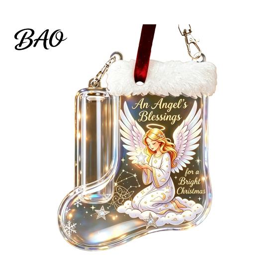 Decorative Money Hanging Tag Christmas Stocking Holder, Clear Cash Gift Clip Ornament for Tree Novelty Decor, Transparent Bill Display Pendant Giving