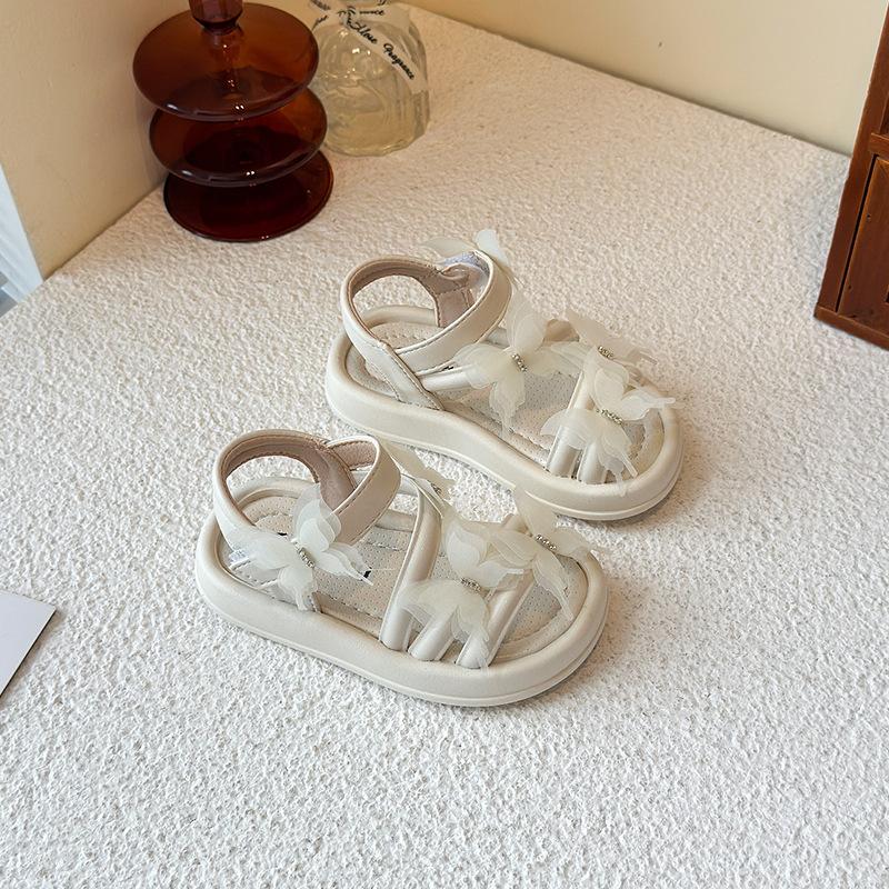 Girls Open-toed Sandals 2025 Summer New Children's Princess Shoes Little Girl Soft-soled Baby Beach Shoes Medium and Large Children