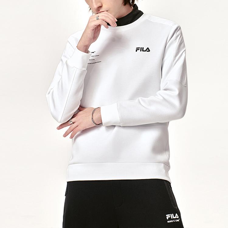 Fila Logo Print Sports Casual Pullover Sweatshirt Men Sweatshirt White F11M149201F-WT