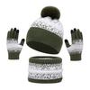 3Pcs/Set Winter Hat Scarf Gloves Set Plush Ball Decor Hat Thickened Plush Lining Neck Gaiter Touch Screen Gloves Set