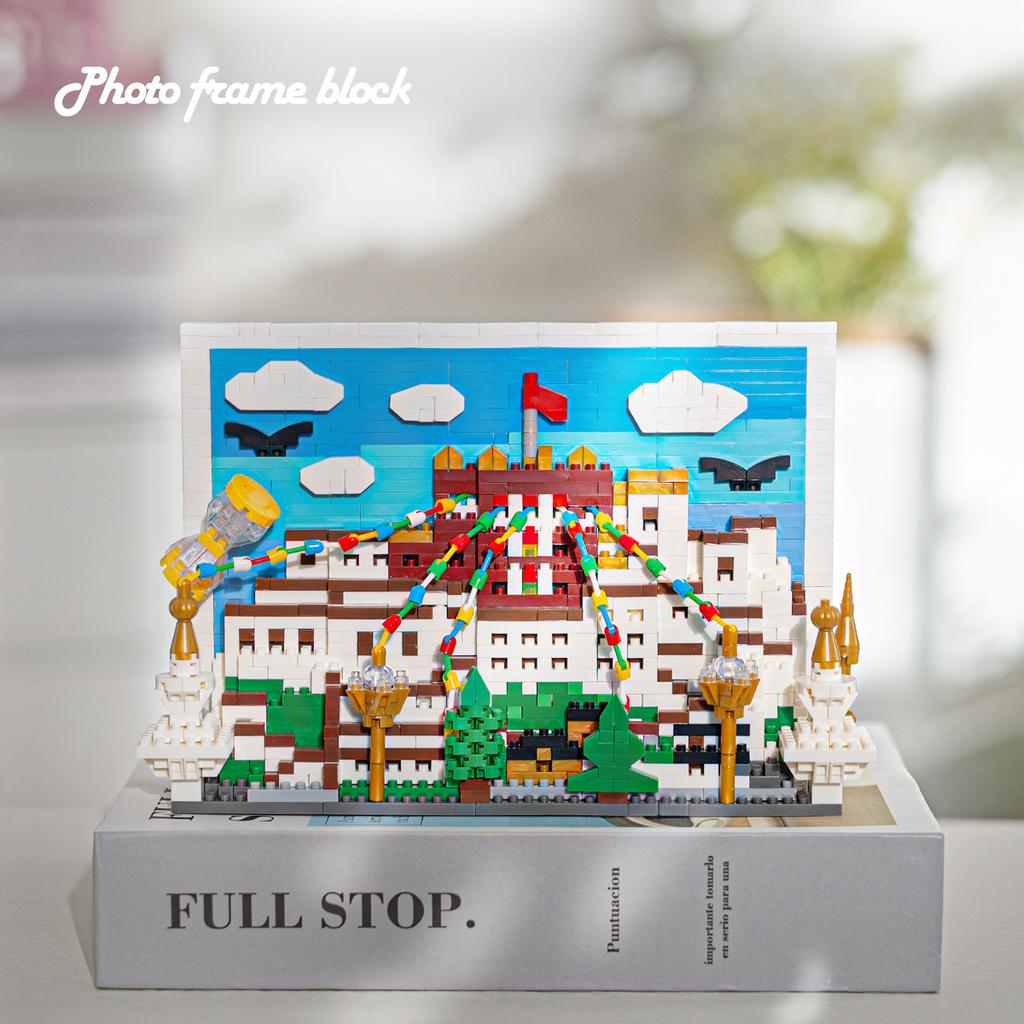 Small Blocks World Architecture Pink Castle 3D Diy Decoration Goods Beautiful Taj Mahal Brinquedos For Girl Plaything Kids Present