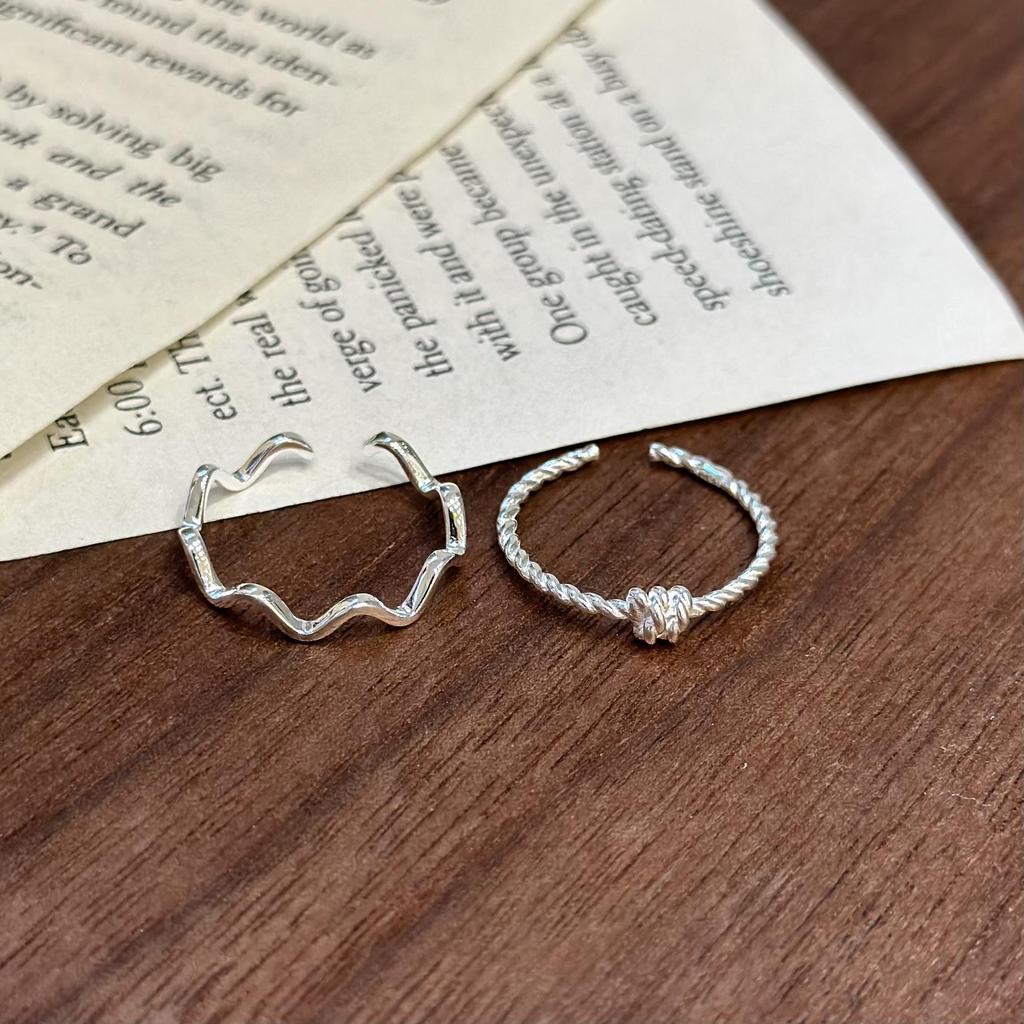 Su Chuang S925 Sterling Silver Adjustable Twisted Knot Ring for Women - Simple, Stackable, Ins Aesthetic