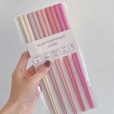 Macaron Šestiúhelníkové slitinové hůlky, Protiskluzové hůlky, Minimalistické hůlky smíšených barev na večeřní stůl, Kuchyňské pomůcky