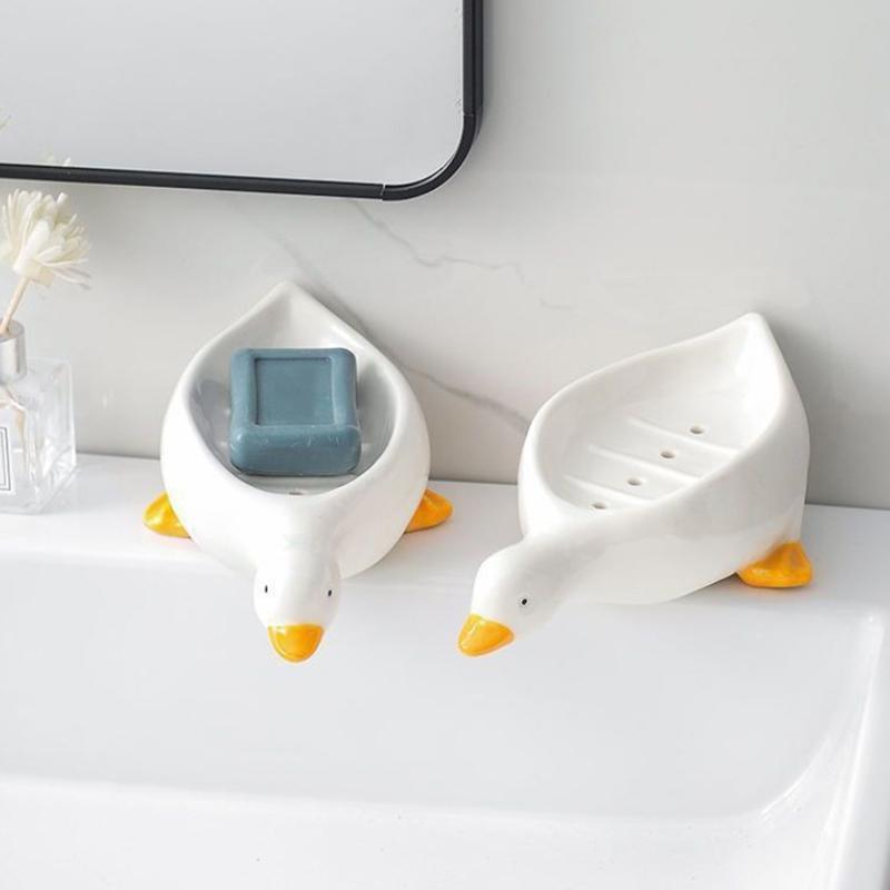 Yellow Duck Shape Soap Box Cartoon Soap Dish Drainable Soap Holder Soap Container Soap Dish For Tray Bathroom Accessories