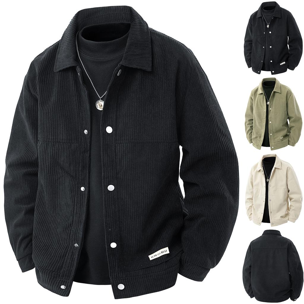 Men's Casual Multi-pocket Corduroy Jacket With Zipper And Lapel Top