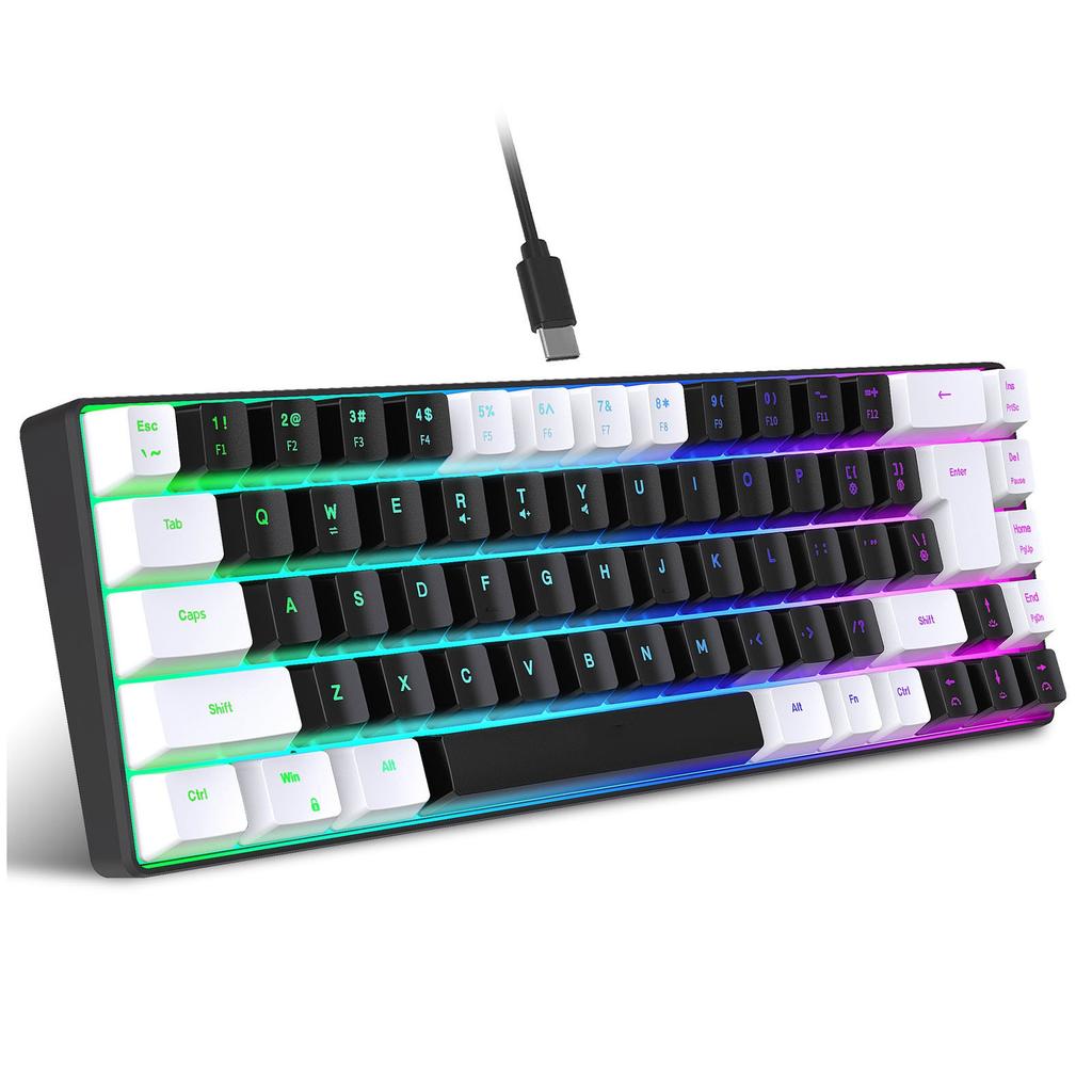 Membrane Gaming Keyboard 68 Keys RGB Backlit Ergonomic USB Interface Computer Keyboard for System Family