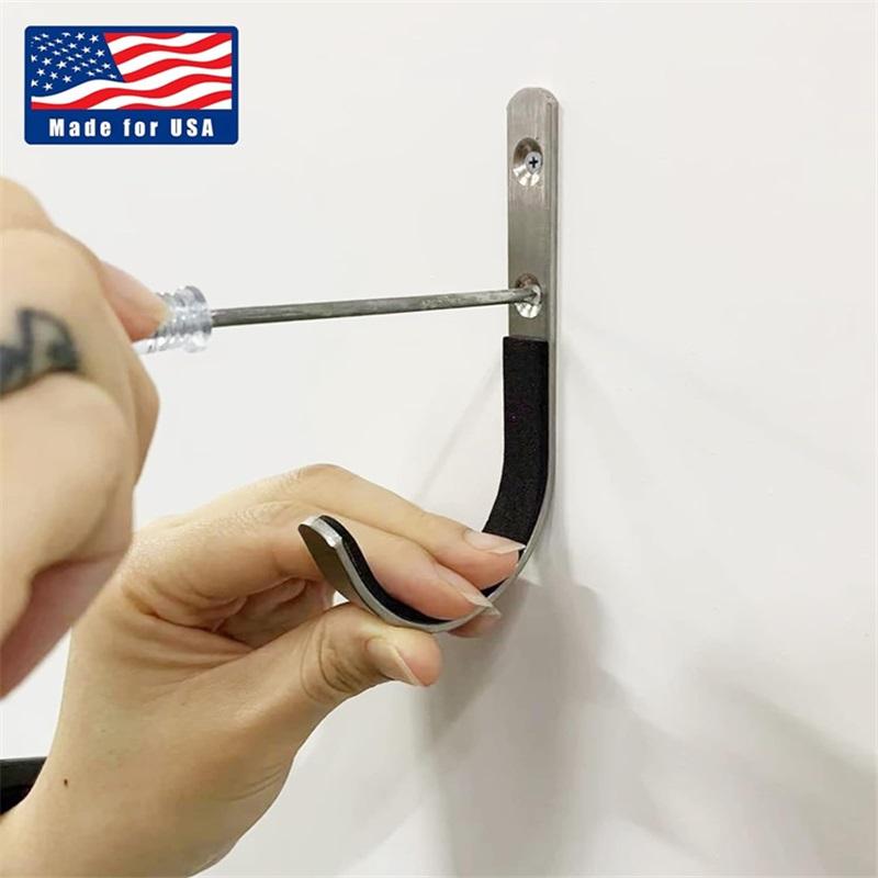 2Pcs Wall Mounted Gun Rack Metal Storage Hooks J Shape Hooks For Guns Firearms Organizer Hanging Hooks