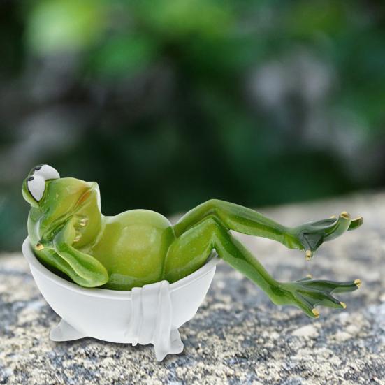 Yousheng Toilet Frog Figurine Watching Phone Cartoon Frog Statue Resin Sculpture Indoor Outdoor Decoration Ornament