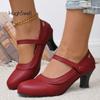 Módní Retro Zelené Kožené Mary Jane Lodičky Žena Vintage Volánkový Design Vykrojené Šaty Zapatos Dámský Značkový Design Derby Boty Plus Size