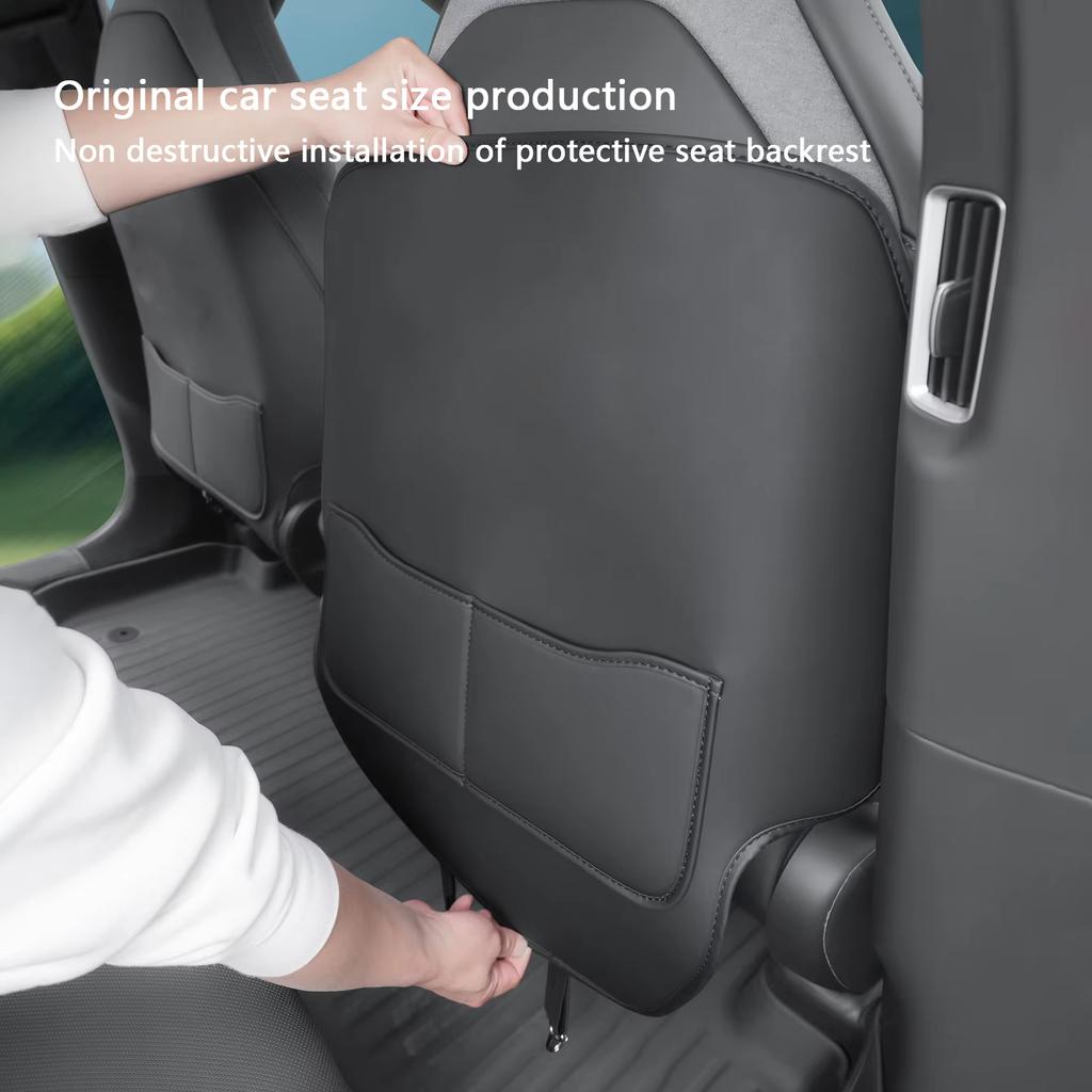 For Tesla Model YL 6-Seater Car Seat Back Anti Kick Pad Leather Full Surround Seat Back Anti Scratch Protector Car Accessories