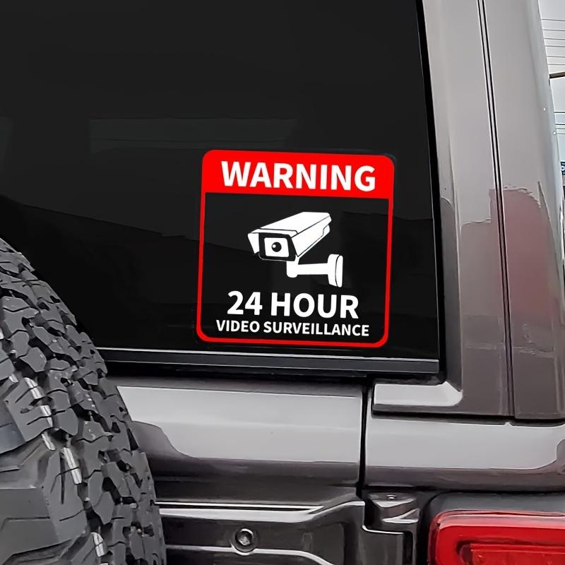 1 Stück Videoüberwachung Autoaufkleber Sonnenschutz Vinylaufkleber 24-Stunden-Kamera-Warnung Auto-Fensterdekoration Wasserabweisendes Zubehör