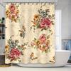 Elegant Vintage Floral Print Shower Curtain High Quality Waterproof Fabric for Bathroom Decor Modern Home Decor In White, Pink,
