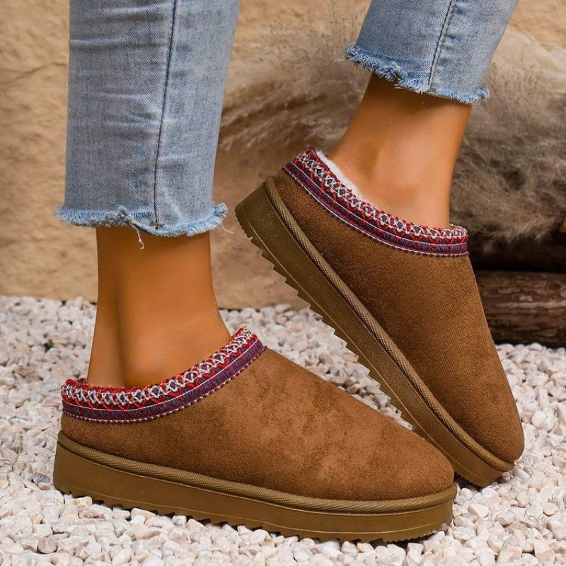 Fashion Chelsea Ankle Boots Women Winter New Brand Fur Short Plush Warm Flats Slippers Platform Comfortable Shoes Cotton Slides Women