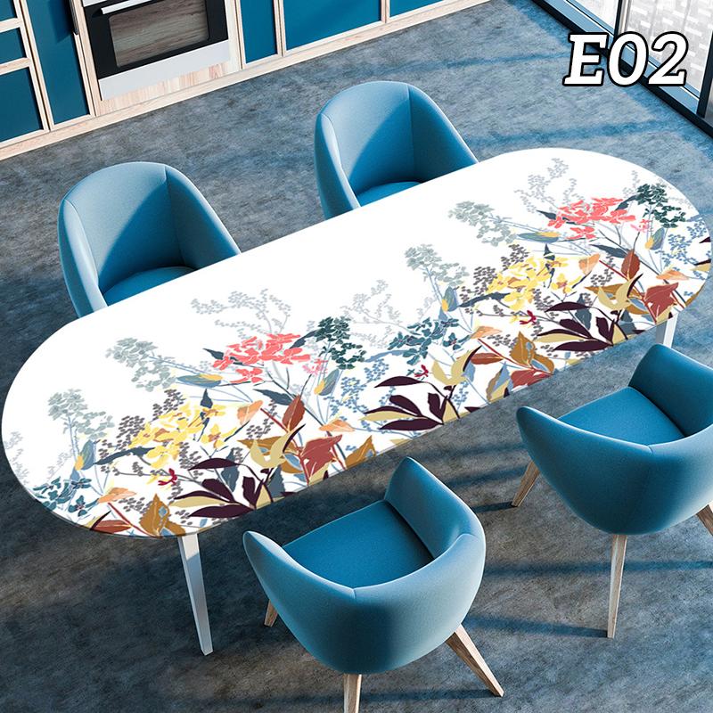 Oval Tablecloth Table Cover Waterproof Oil-Proof Elastic Kitchen Dining Room Wedding Party Table Cover Outdoor Picnic Camp Decor