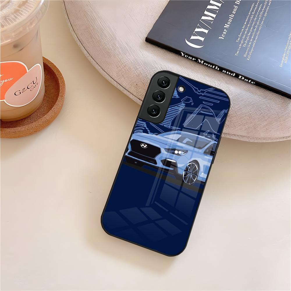 

I30N Blue Car Phone Case Glass For Samsung Galaxy S25 S23 S24 S21 S22 S20 Ultra Fe Plus A15 A14 Cover Samsung S24 Ultra