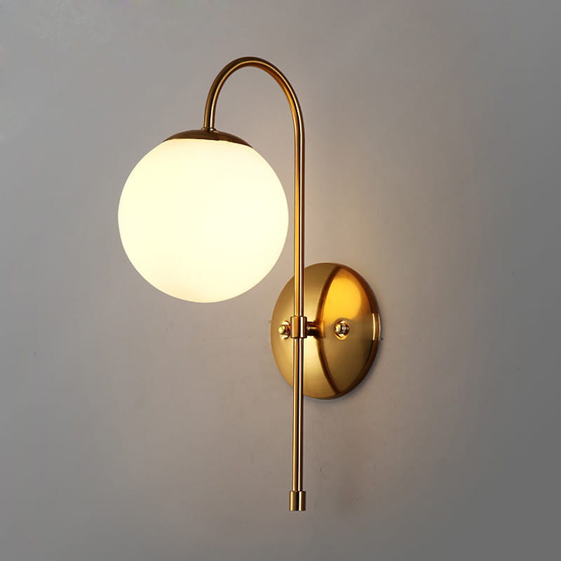 Coola - 48 Cm Spherical Wall Lamp, Elegant Modern, Gold and Milky White