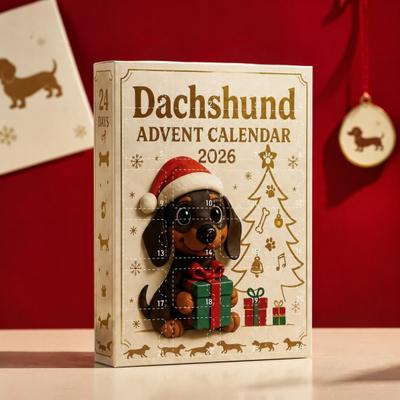 Nye Hundegaver 2026 Gravhund Julekalender med 24 Unikke 2D Akrylpynt, Festlig Jule Nedtællingsboks til Ophæng i Træ Og