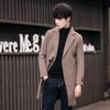 Men's 2022 Korean-Style Woolen Windbreaker Coat with Plus Velvet Long Jacket.