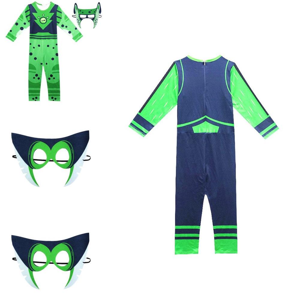 Wild Kratts Kreaturenkraft-Anzug-Kostüm für Kinder mit grünem marineblauem Overall und Maske