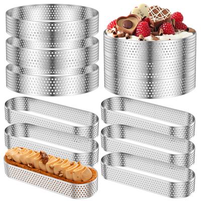 12 Stück Edelstahl Kuchenring Rund und Oval Mousse Kuchenform Tarte Ring Kekse Gebäck Kreisausstecher Dessertform Backwerkzeug