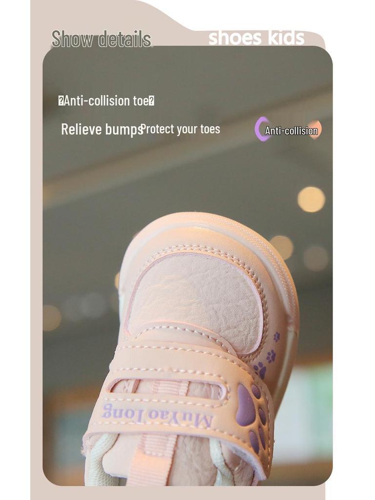 Babylaufschuhe mit weicher Sohle und Klettverschluss - Cartoon-Stil für Jungen und Mädchen, Frühling/Herbst