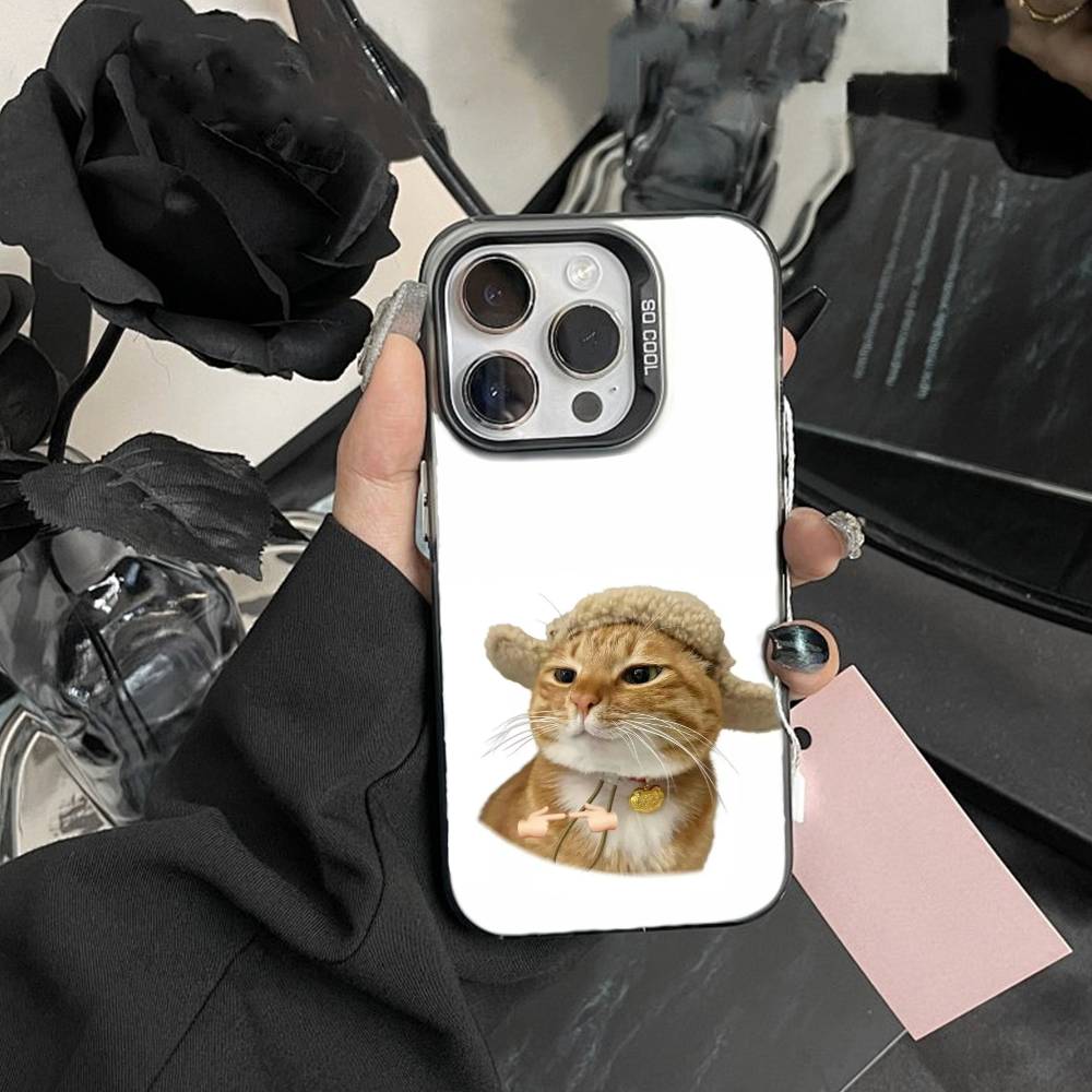 Goofy Cool Cats Big eyes Phone Case For iPhone 17,16,15,14,13,12,Pro MAX Black Matte Shockproof Cover