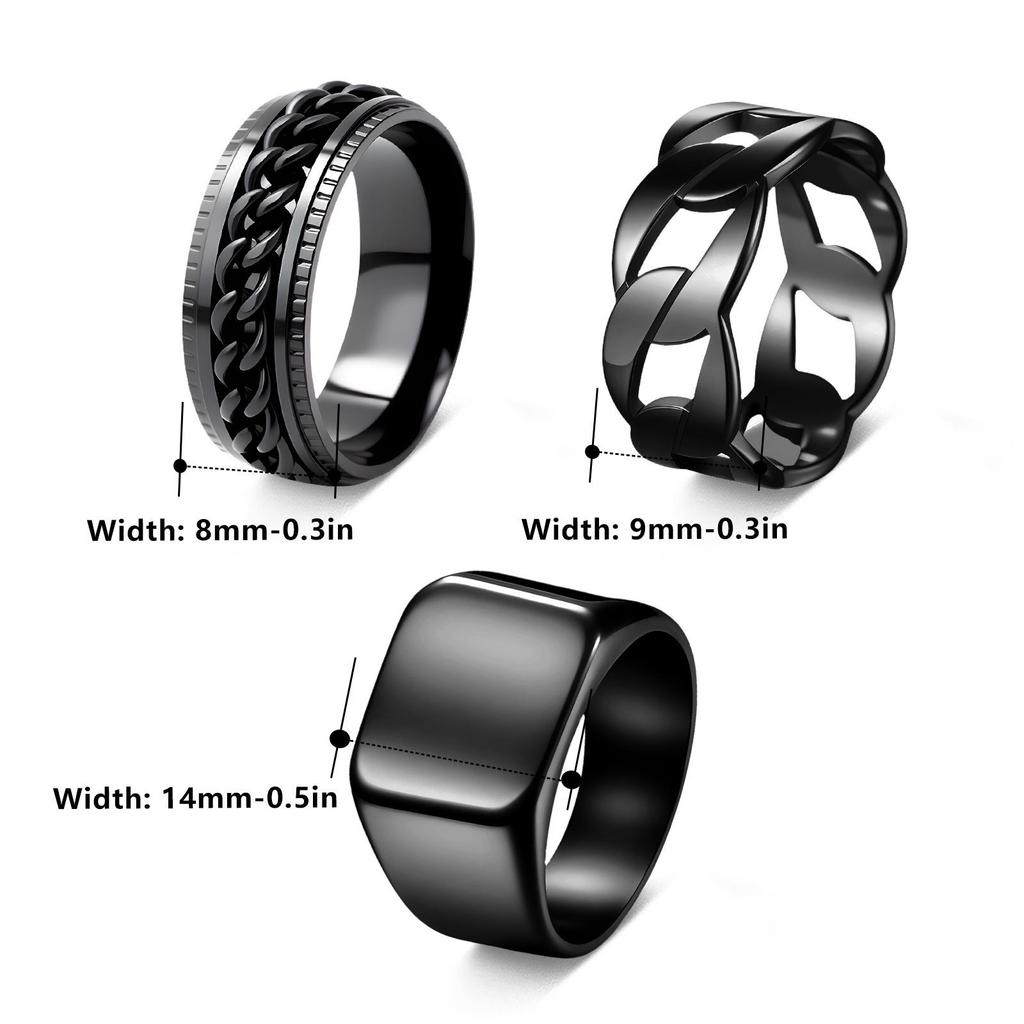 Embossed Men's Stainless Steel Rotatable Chain Ring - Trendy European & American Design