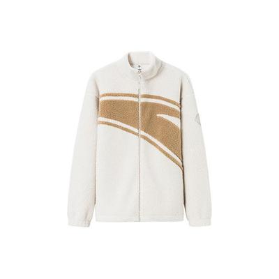 Anta Lifestyle Serie Einfarbig Großes Logo Reißverschluss Stehkragen Dicke Lammfelljacke Unisex Jacken Creme 972348708-1