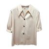 Korean New Solid Color Basic Shirt Female Clothing Single-breasted Summer Thin Half Sleeve Stylish Turn-down Collar Blouse