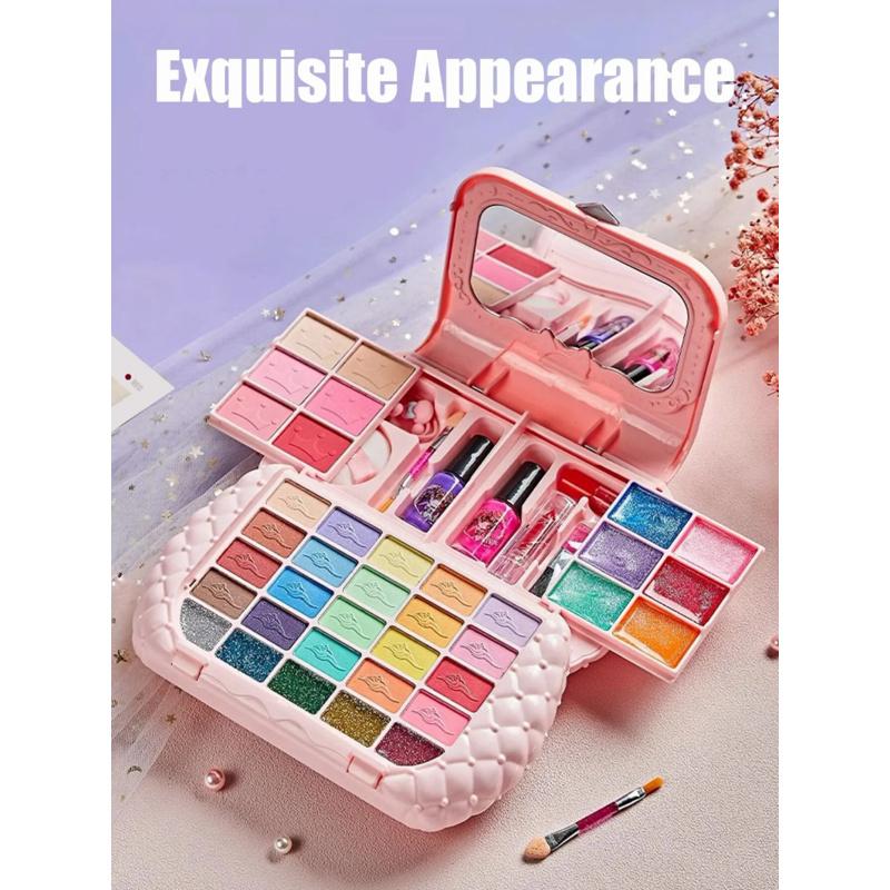 Kids Cosmetic Set Girl Toys Little Princess Makeup Box Painting Special Shoulder Bag Washable Pretend Play With Mirror Plaything