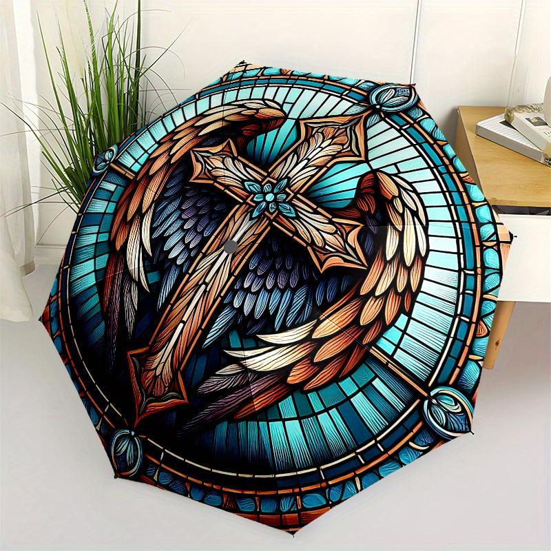 

Stained Glass Angel Cross Window Decal, Spiritual Wings Decor Sticker for Home or Church Walls (12 Diameter) Umbrella, Cute Umbrella with Cute Design,